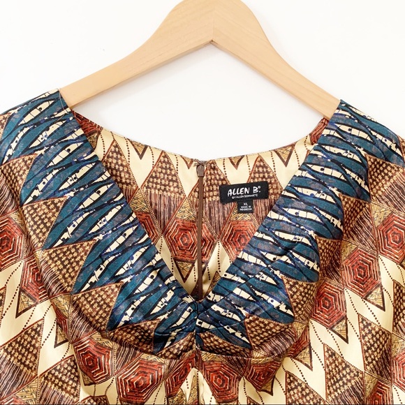 Allen B by Allen Schwartz Brown Printes Boho Kimono Blouse - Picture 4 of 7